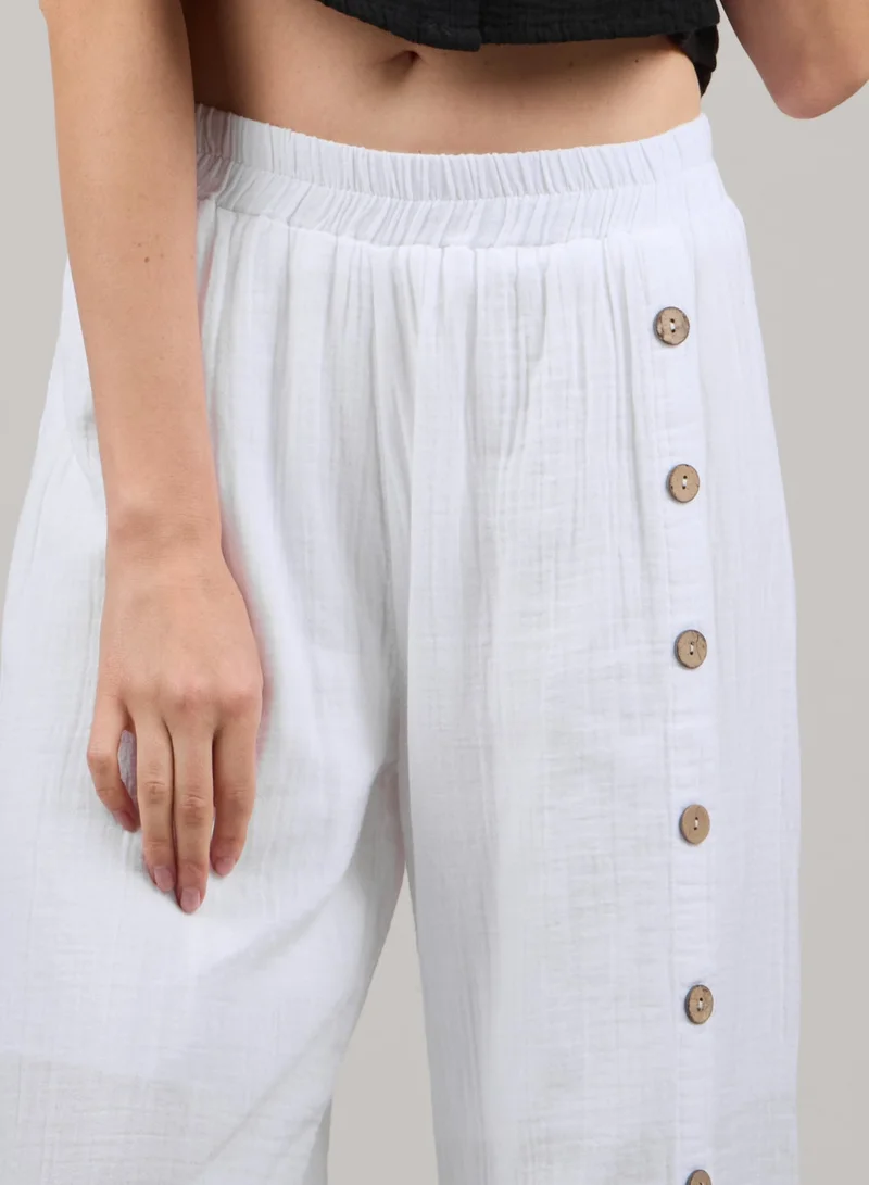 Just Nature white Side Slit Flared Trousers for Women | Best Price UAE